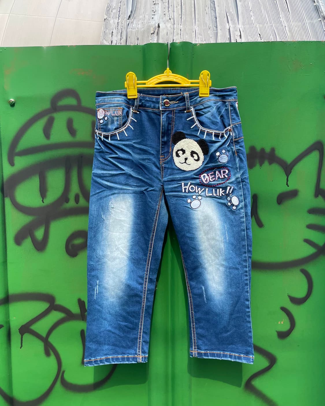 Kitch Panda Denim Washing Capri Pants  상품이미지3