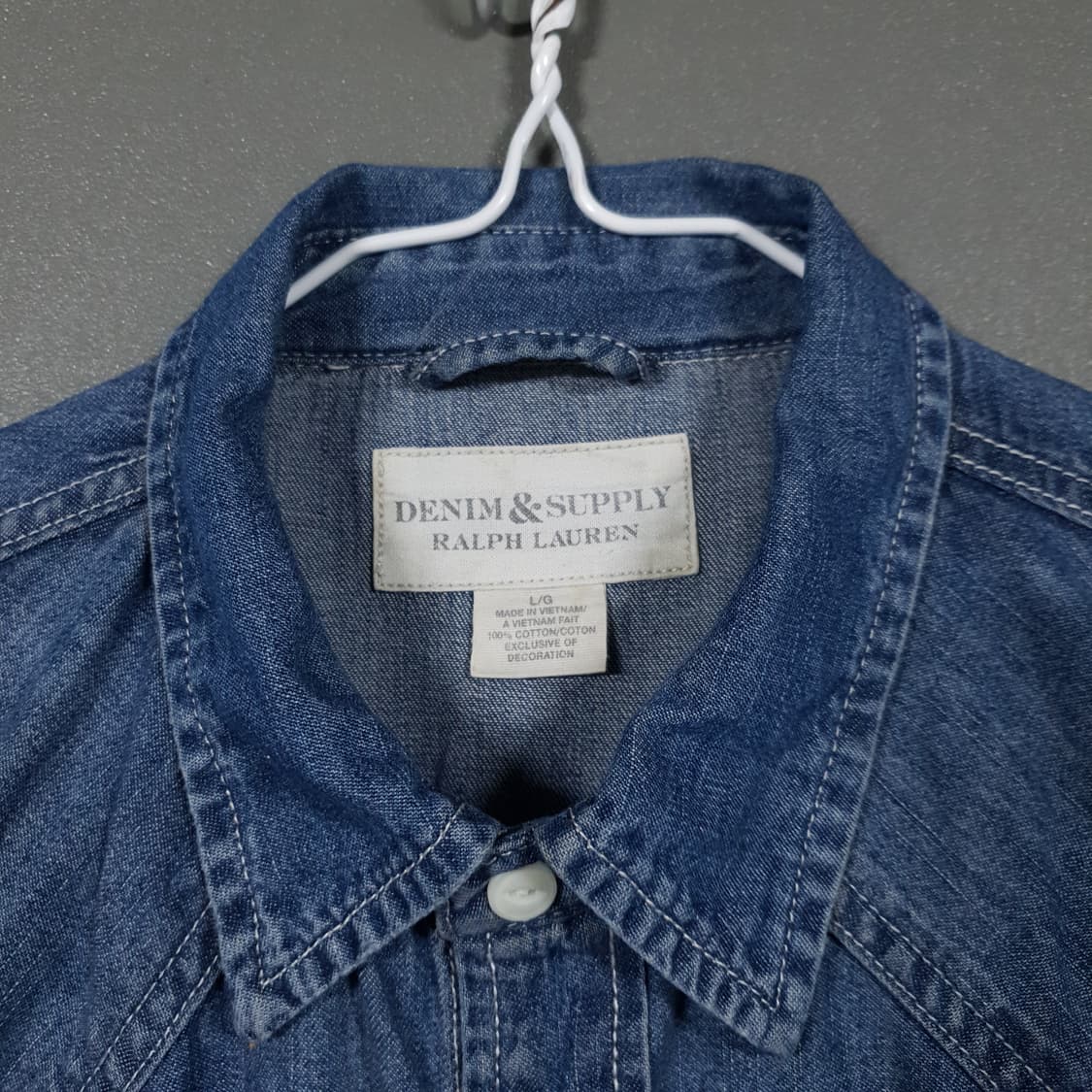 L) 폴로 데님앤서플라이 자개 비즈 디테일 워시드 웨스턴 데님 셔츠 상품이미지7
