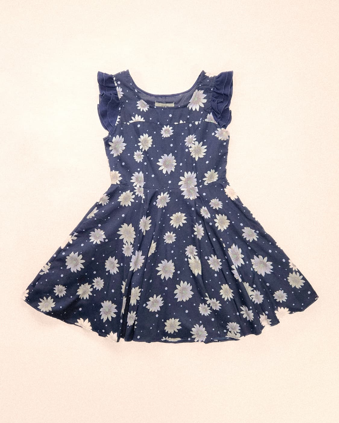 더블 프릴 숄더 도트 플라워 미니 원피스
 상품이미지1