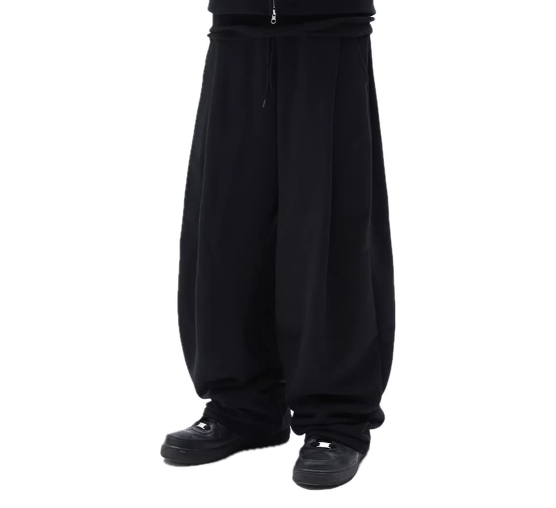 스웨이드 투 턱 롱 팬츠 블랙 상품이미지1