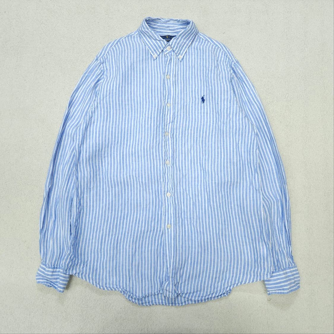 폴로 랄프 로렌 신형 스트라이프 린넨 셔츠 M 상품이미지1