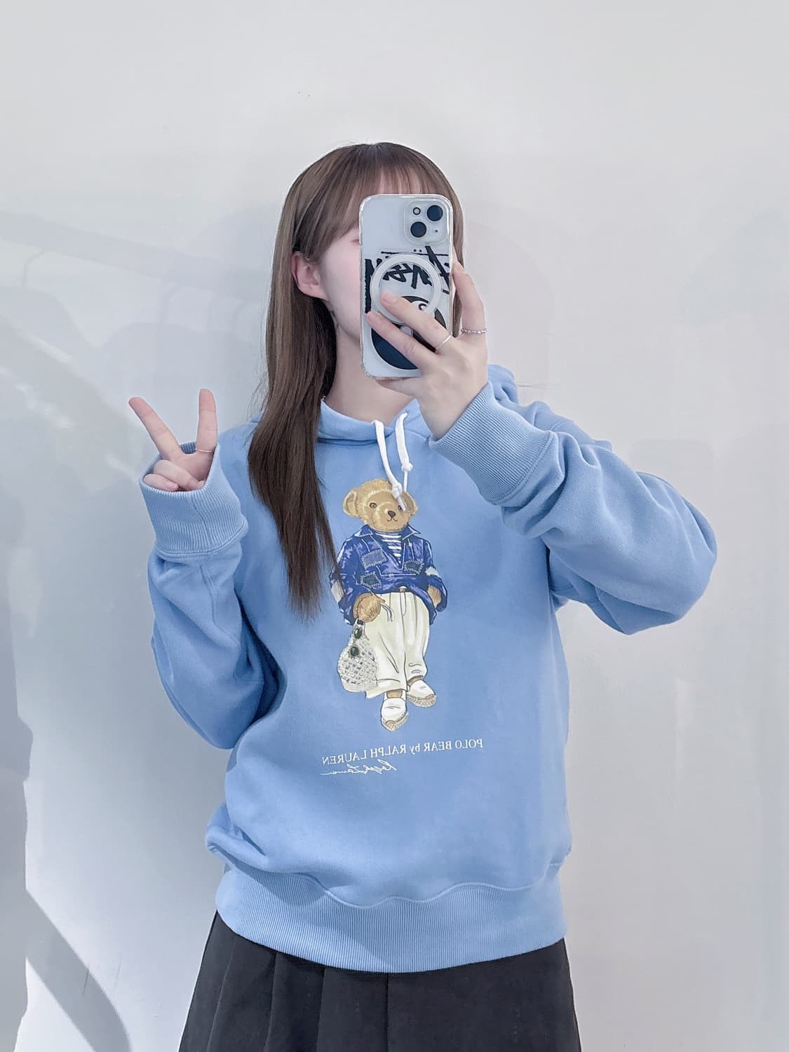 폴로랄프로렌 QR 베이비블루 테디베어 후드 상품이미지1