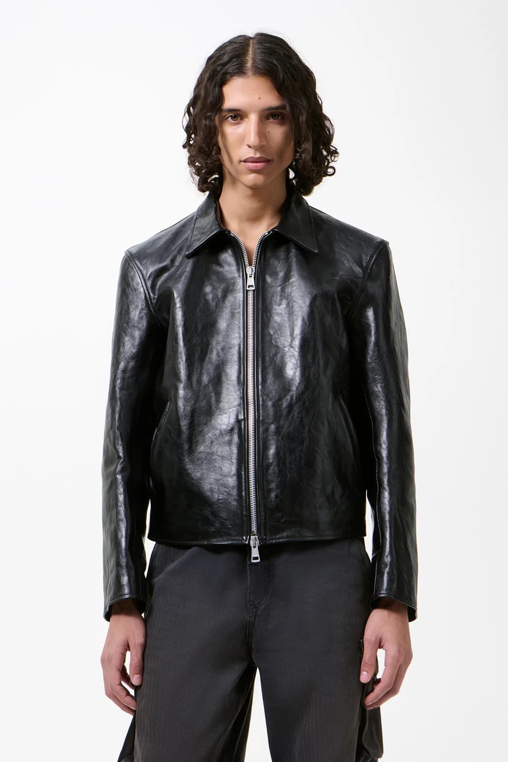 아워레가시 미니 자켓 탑 다이드 블랙 레더 52사이즈 상품이미지1