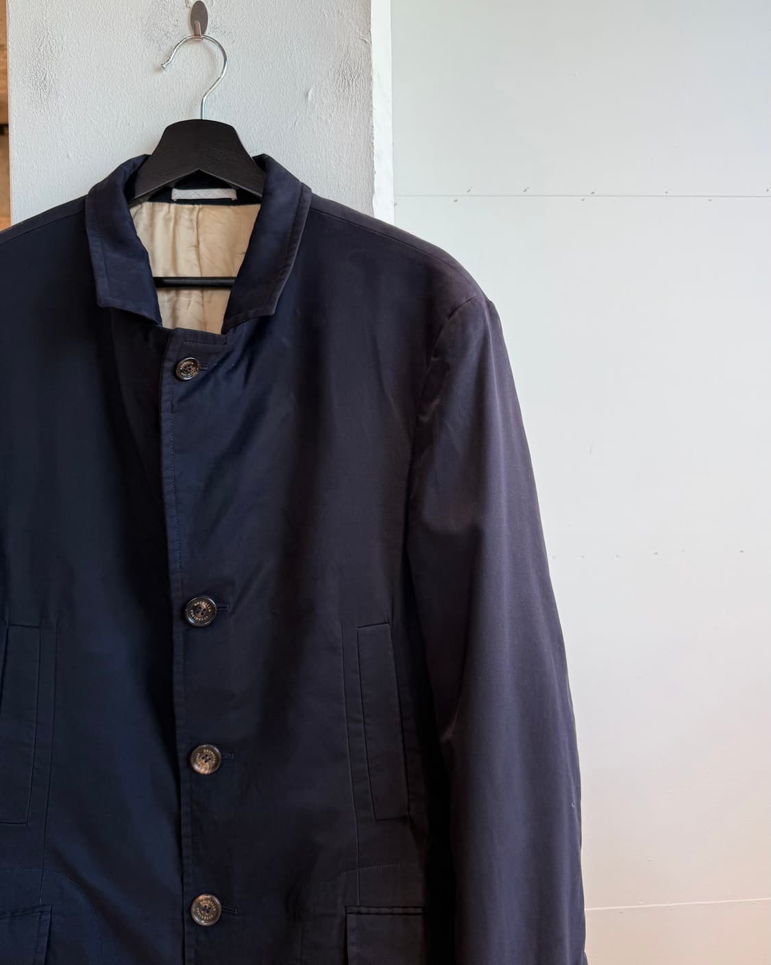 브루치노 쿠치넬리 네이비 폴리에스터 카라넥 자켓 상품이미지5