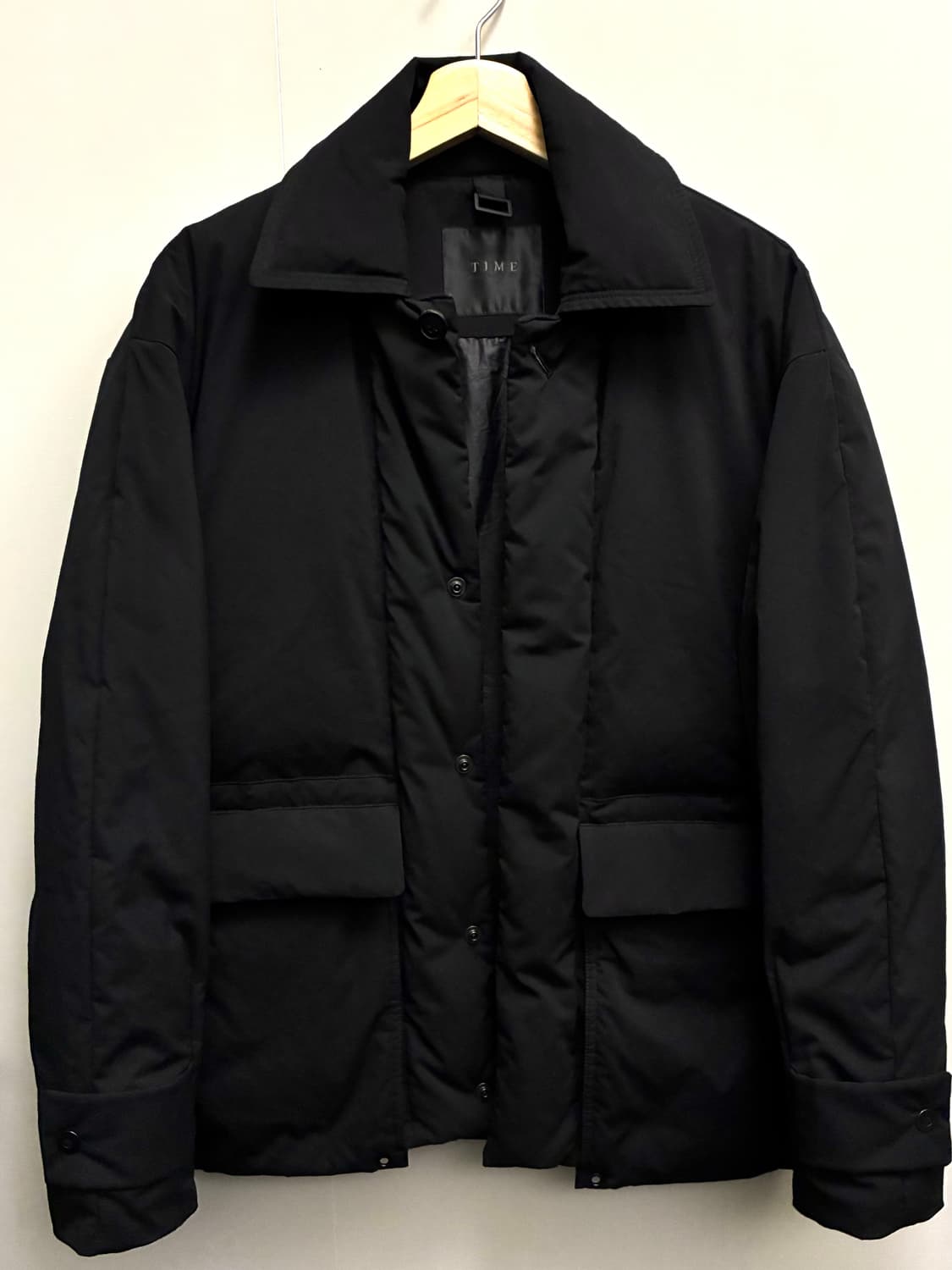 (L/100)TIME HOMME 타임옴므 미니멀 구스 다운 패딩 블랙 상품이미지1