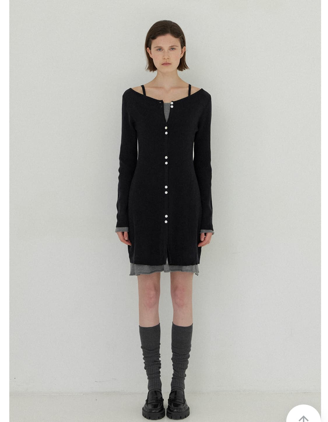 아틀리에나인 니트 블랙 레이어드 원피스 상품이미지3