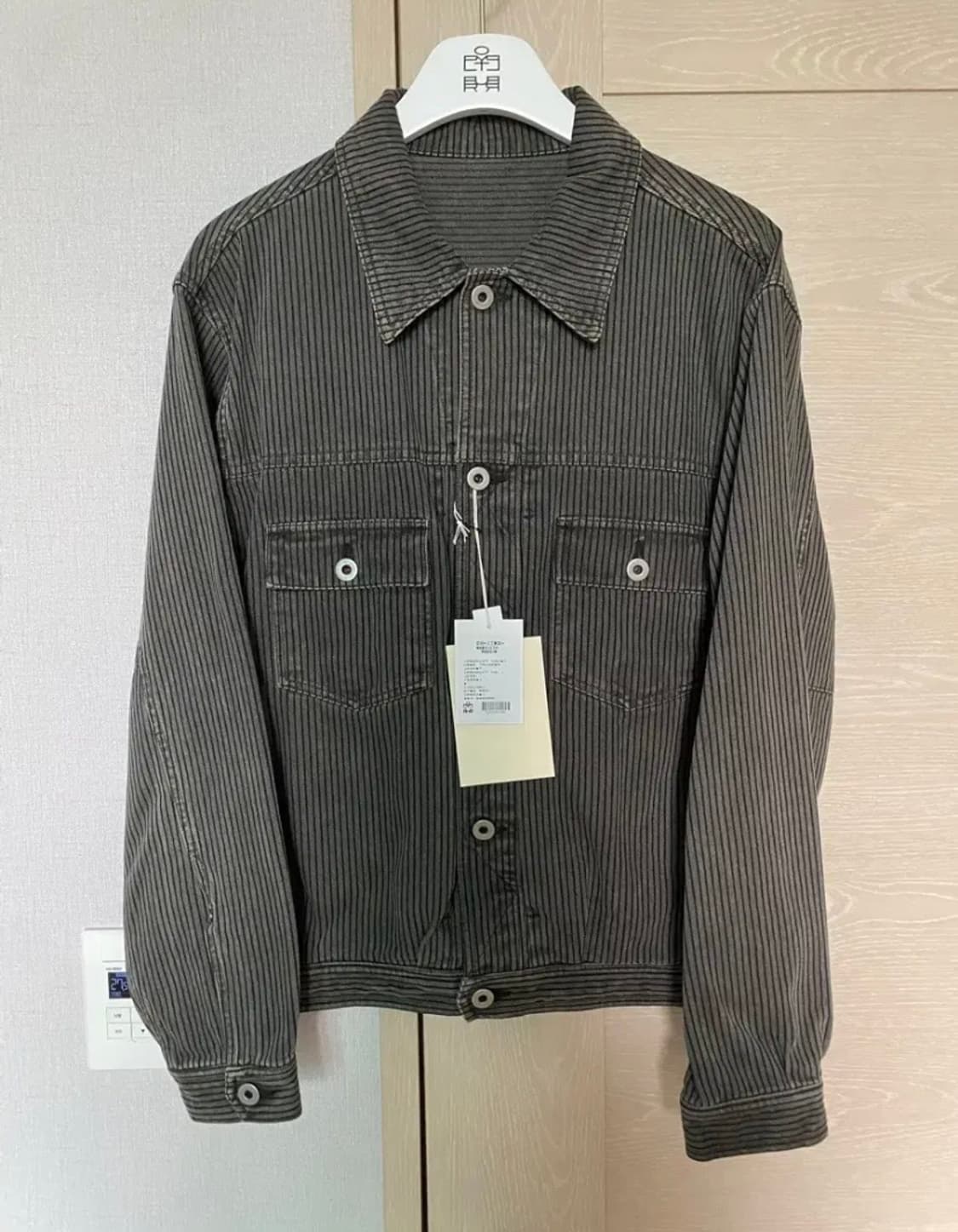 [2] 폴리테루 유즈드 트러커 자켓 다이드 그레이 스트라이프 상품이미지2