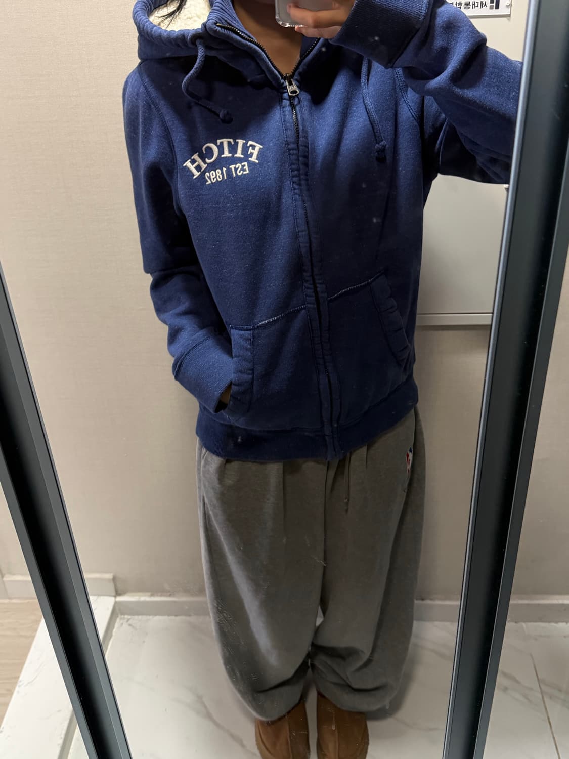 아베크롬비 블루 양털 후드집업 m 상품이미지1