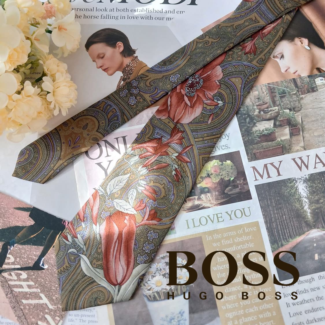 휴고보스 실크 플라워 페이즐리 넥타이 9.5cm A+등급 A19570
 상품이미지2