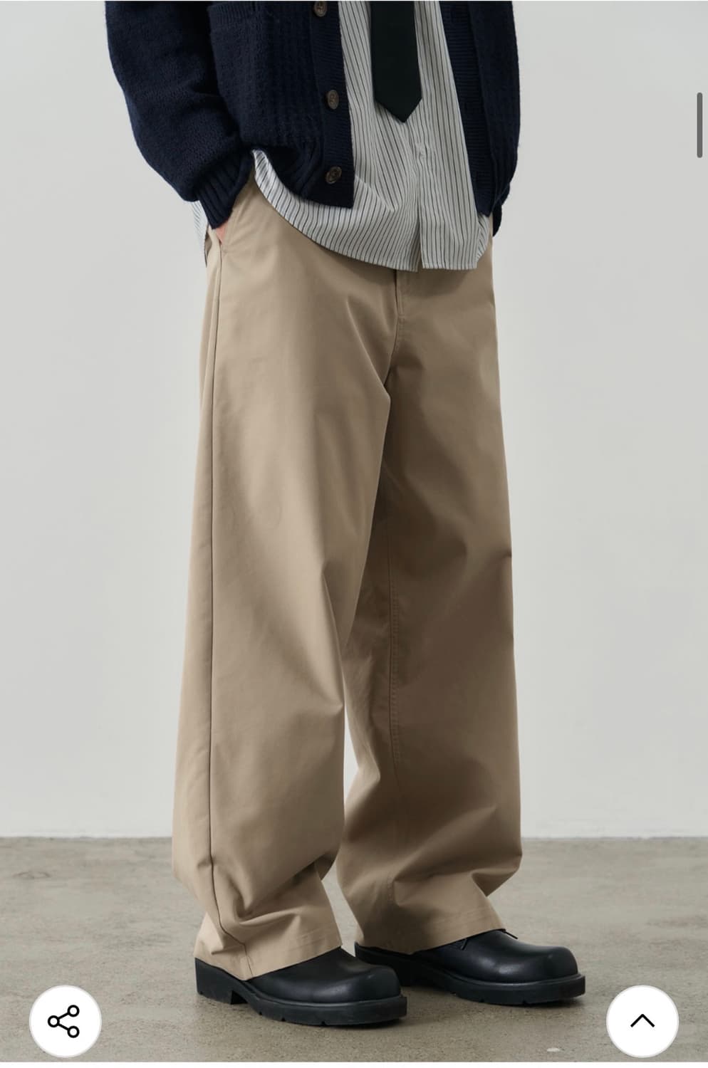(M) 알리스 워시드 와이드 치노 팬츠 [베이지] 판매 상품이미지4