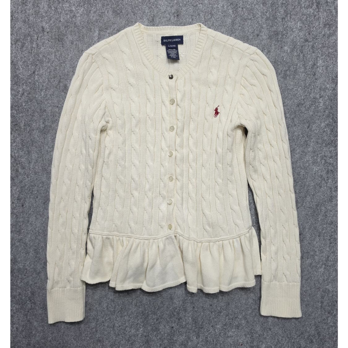 폴로 랄프로렌 케이블 페블럼 프릴 니트 가디건 걸즈 L 상품이미지1