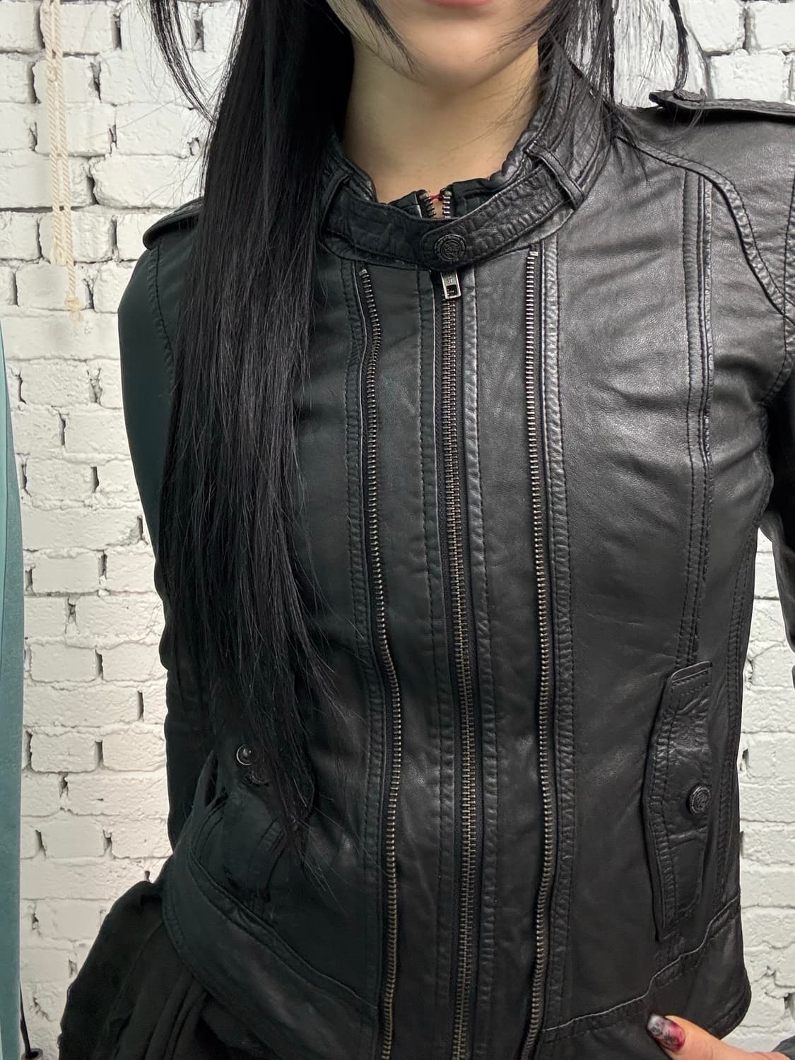 Multi Zip Neck Buckle Lambskin Jacket 상품이미지3