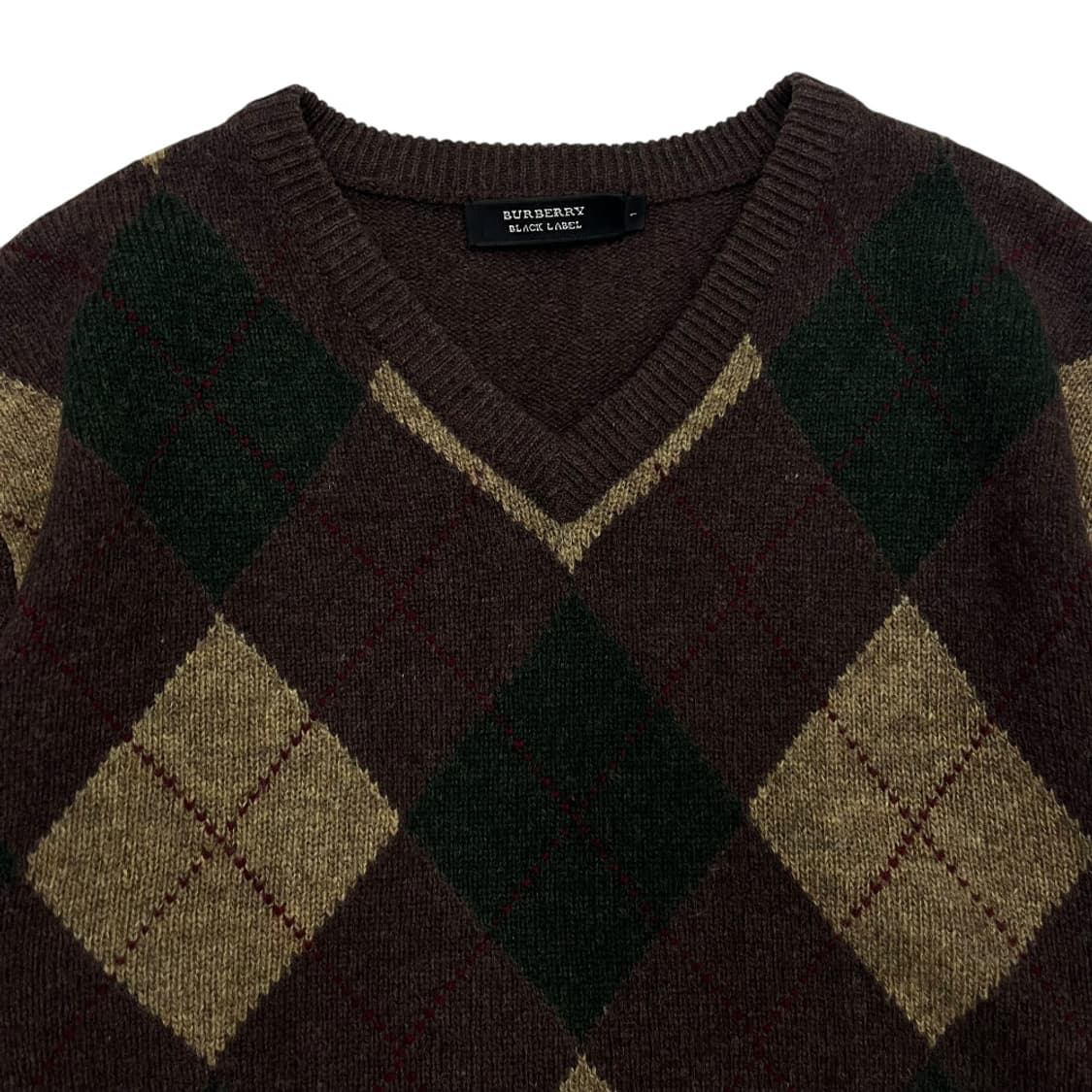 버버리 아가일 체크 브라운 브이 니트 L 상품이미지4