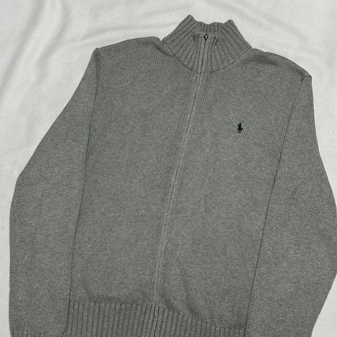 L 폴로랄프로렌 그레이 코튼 하프 니트집업 상품이미지1