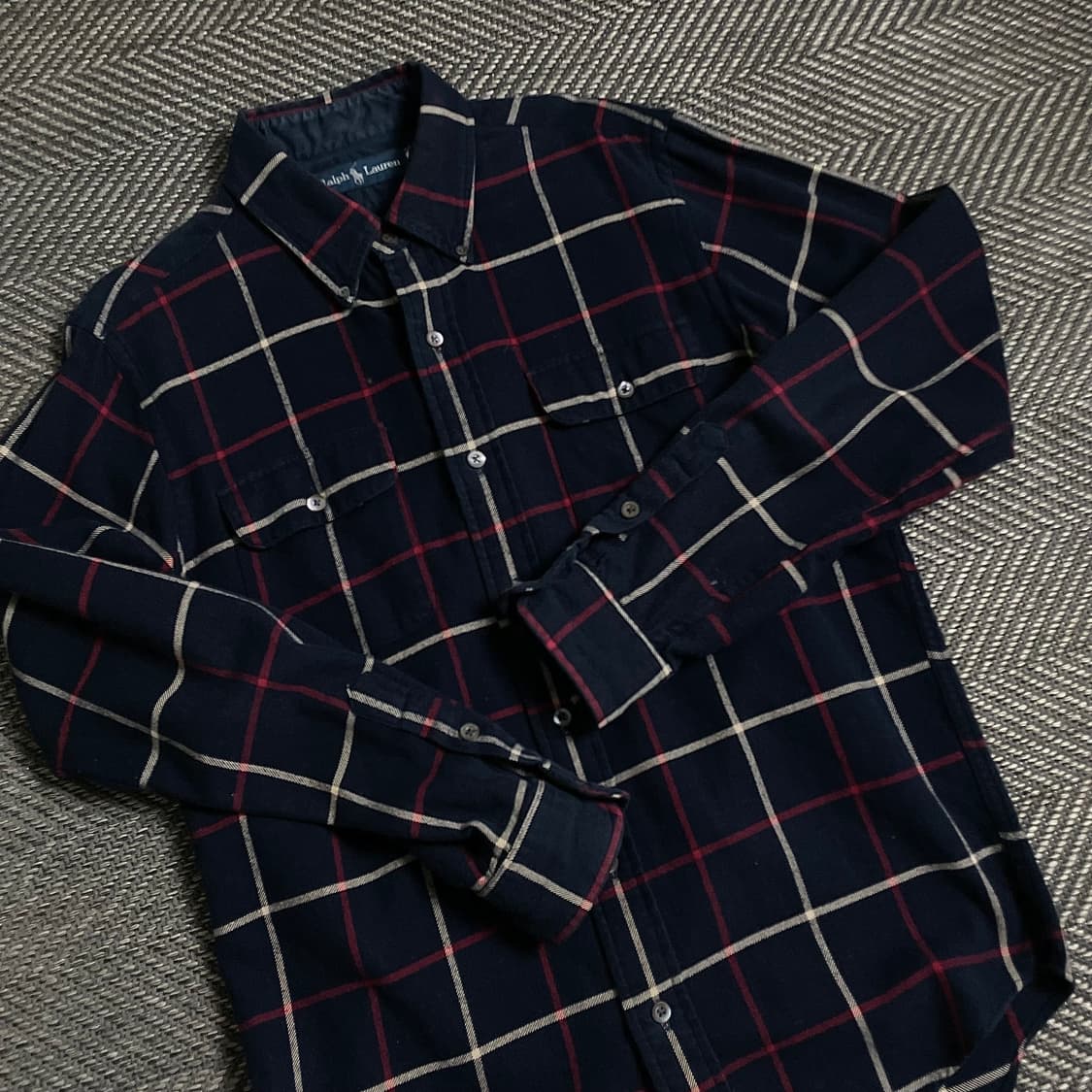 폴로 랄프로렌 체크 블럭 네이비 셔츠o 4889 상품이미지4