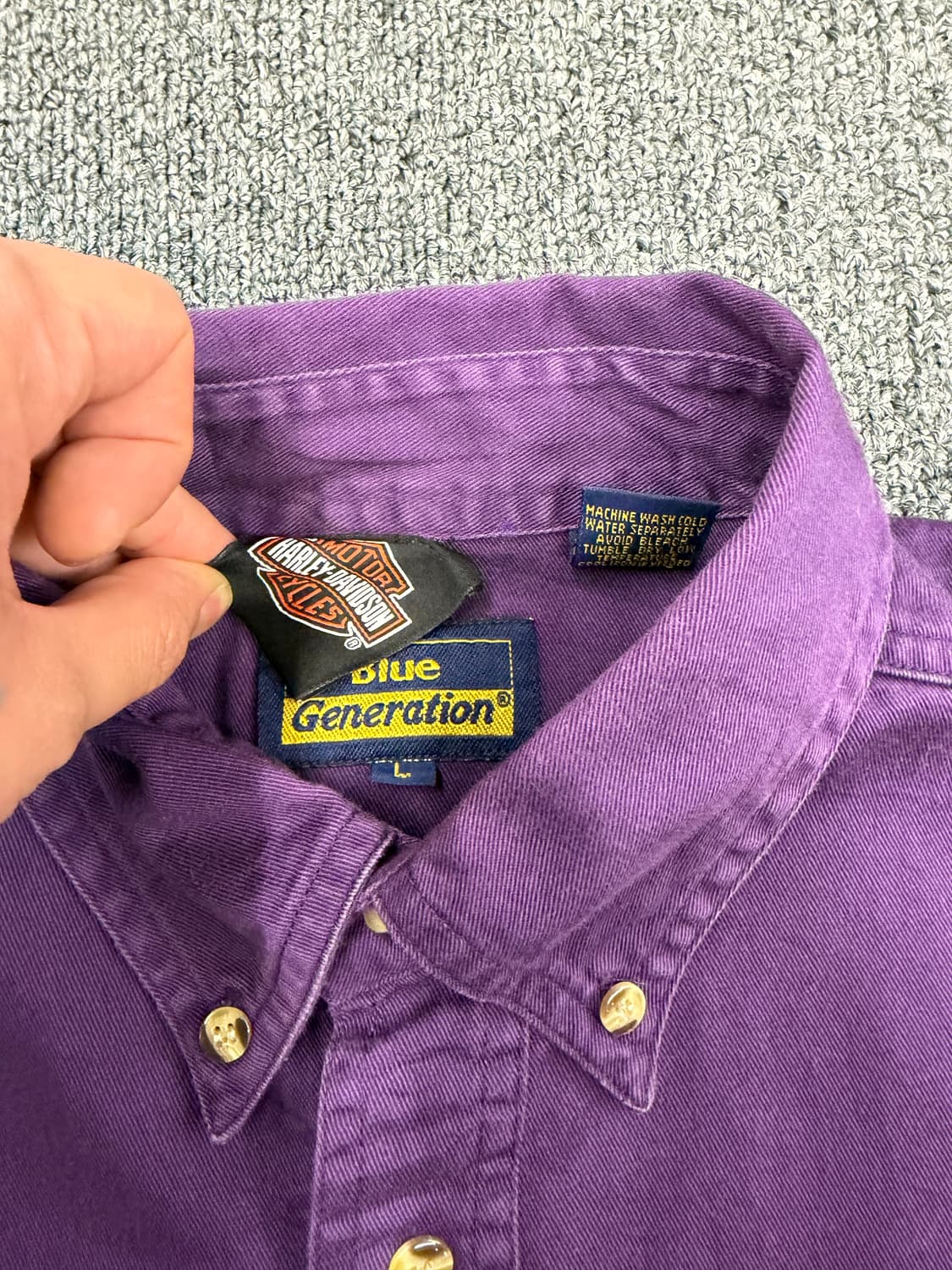 L) 할리데이비슨X블루 제네레이션 빈티지 프린팅 반팔셔츠 상품이미지3