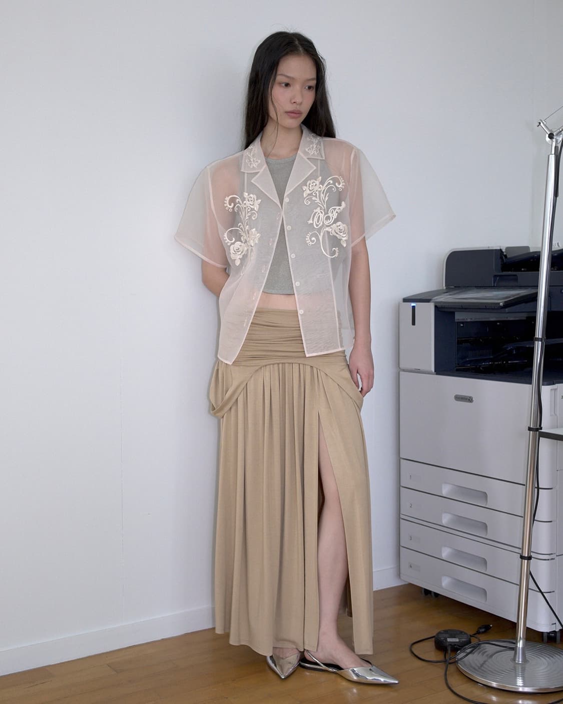 (새상품) 오버듀플레어 draped turn over skirt 스커트  상품이미지3