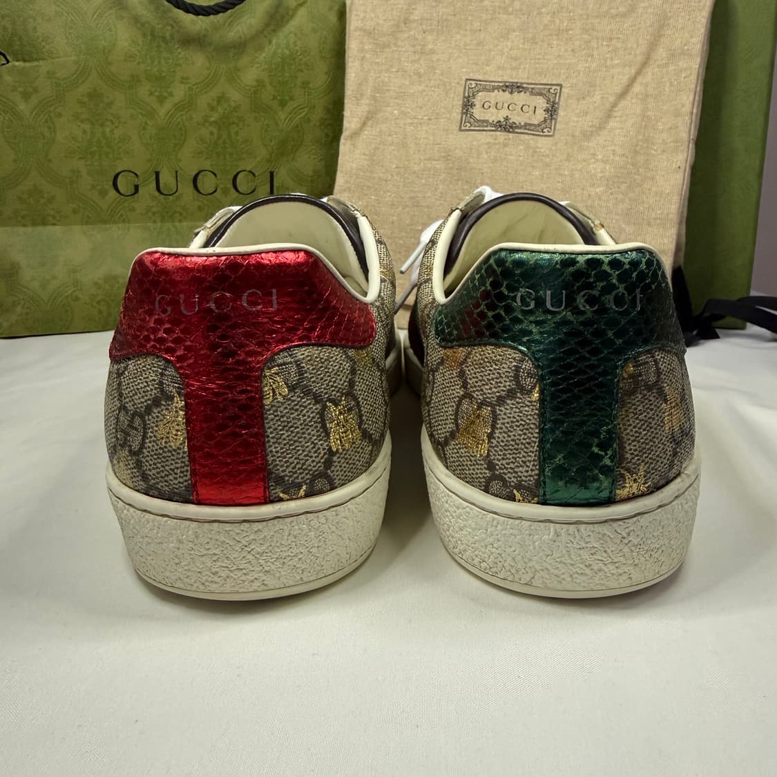 구찌 에이스 GG 슈프림 비 스니커즈 베이지 에보니 상품이미지7