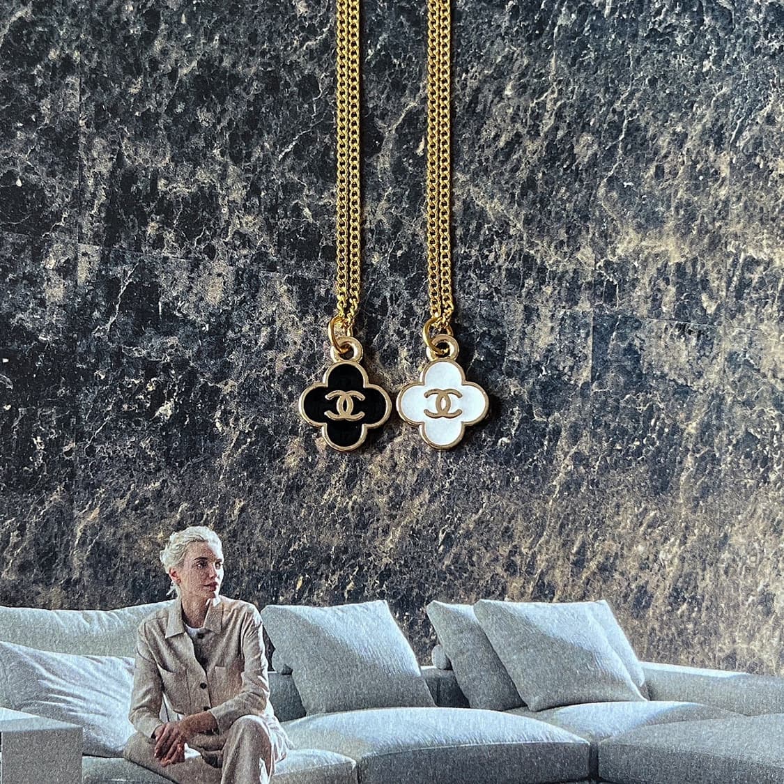 2Color 샤넬 쁘띠 클로버 업사이클링 골드 목걸이 상품이미지1