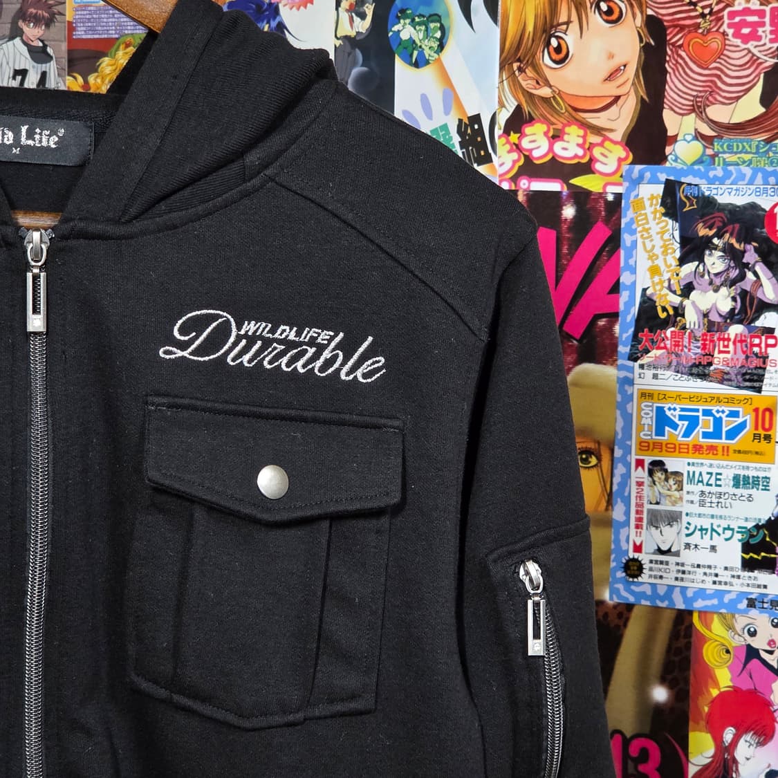 JPN 펑크 멀티포켓 레터링 후드 집업 상품이미지3