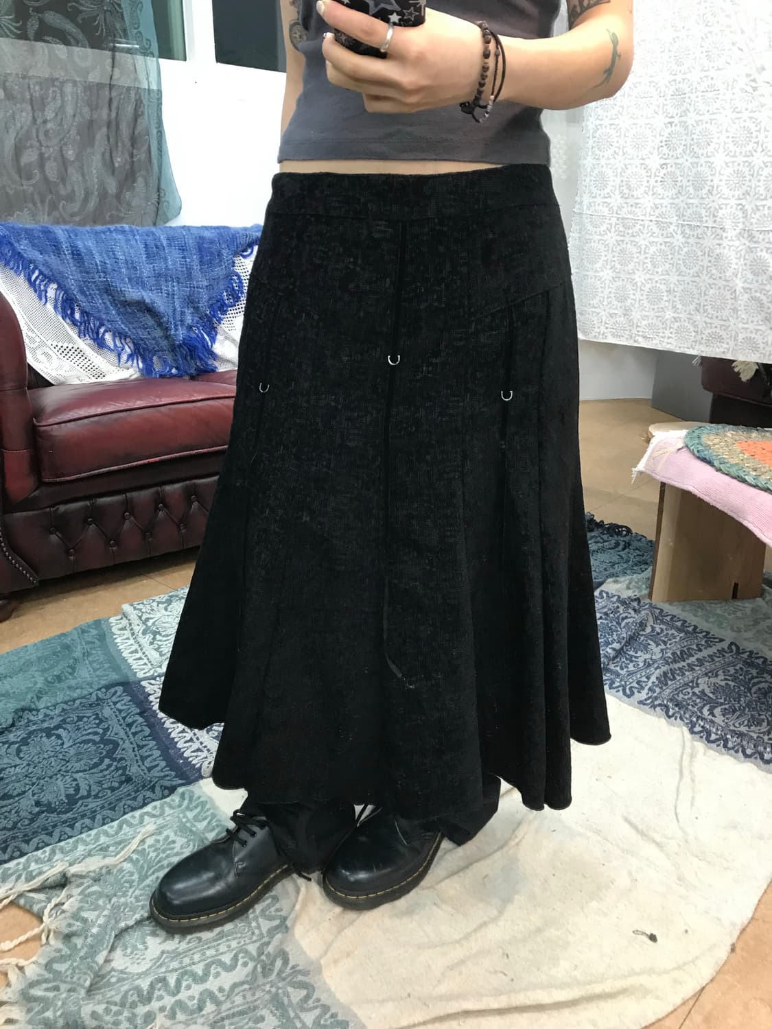 빈티지 코듀로이 디테일 미디스커트  상품이미지1