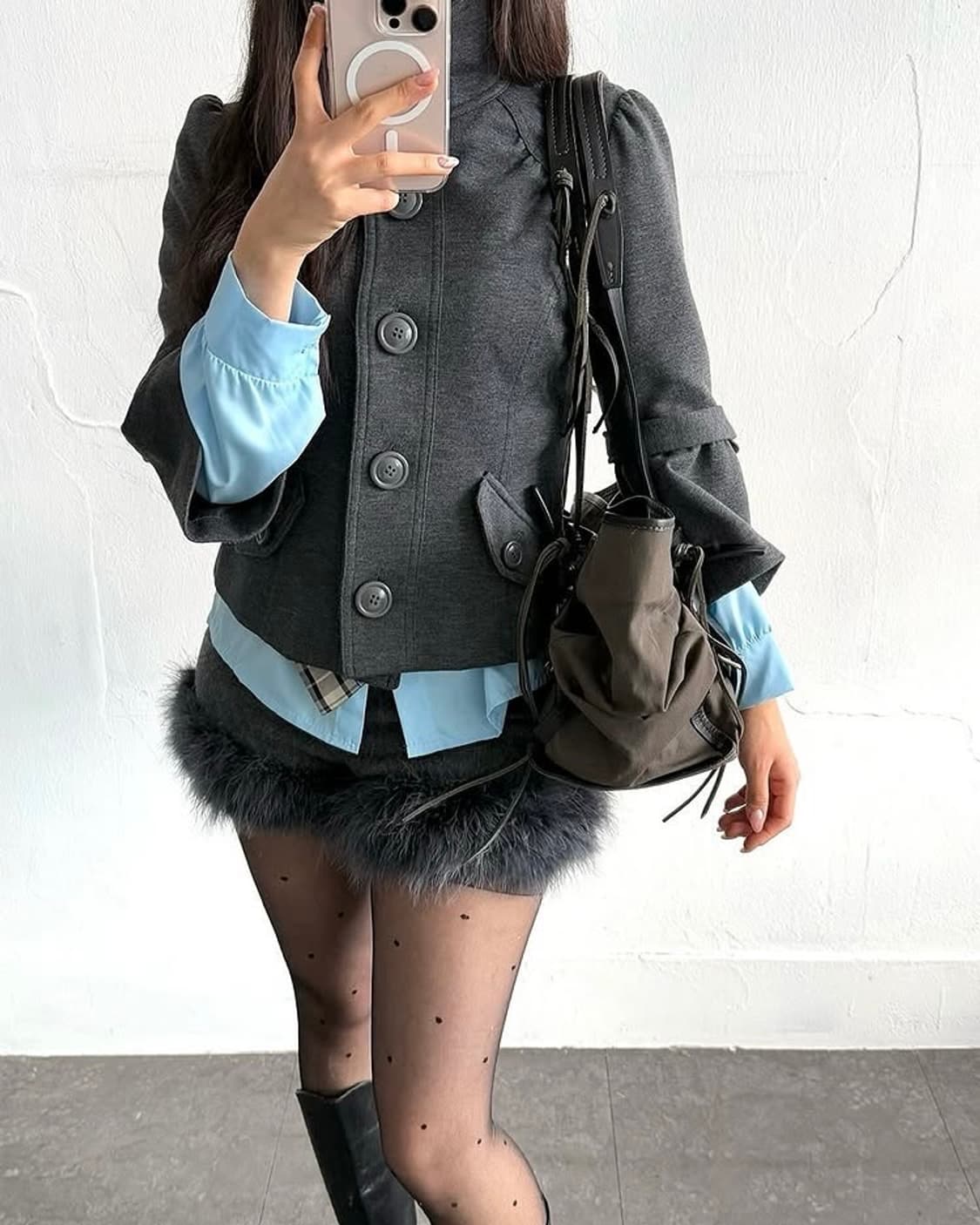 Vintage high neck half coat 상품이미지4