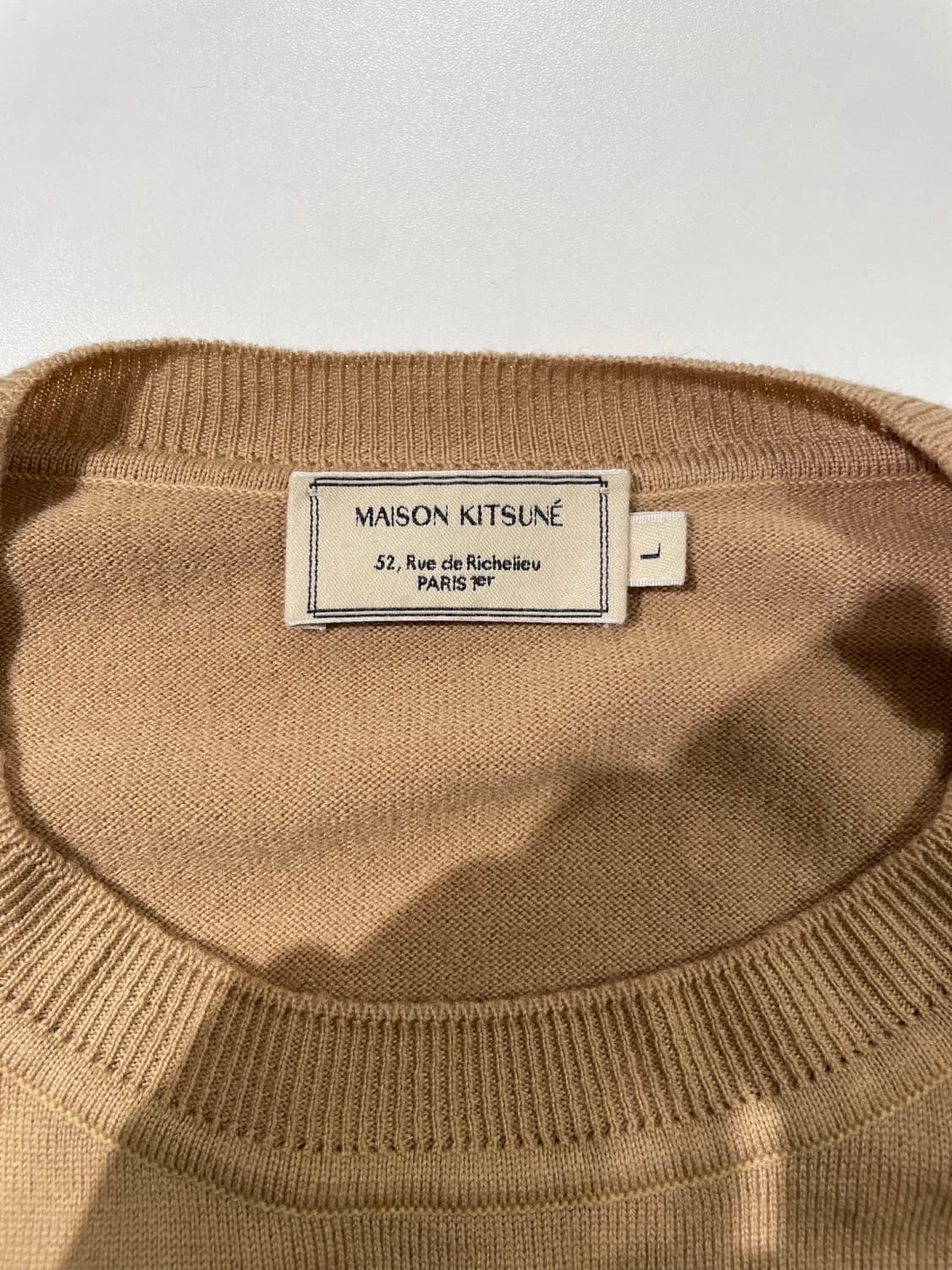 메종 키츠네 베이지 폭스 로고 울 니트 상품이미지7