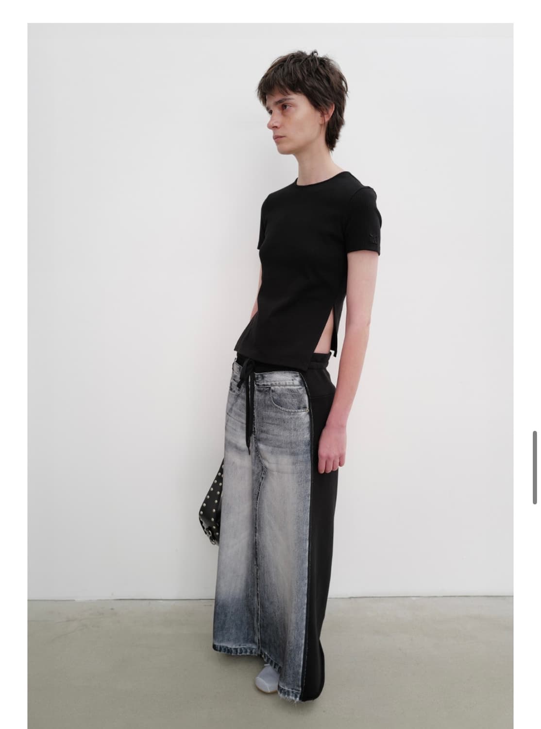오픈와이와이FRONT JEAN EFFECT JERSEY SKIRT, BL 상품이미지2