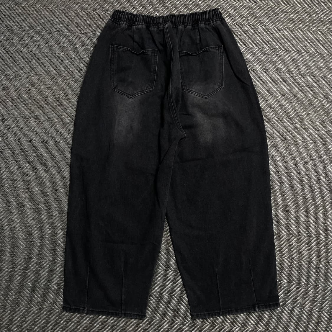 빈티지 흑청 투 턱 와이드 벌룬핏 밴딩 팬츠 y 5278 상품이미지4