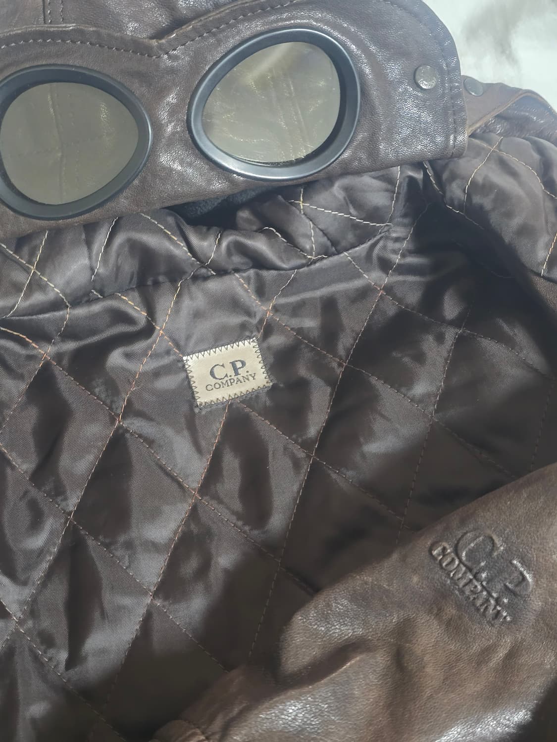 C.P. Company 빈티지 고글 가죽 봄버 자켓 상품이미지2