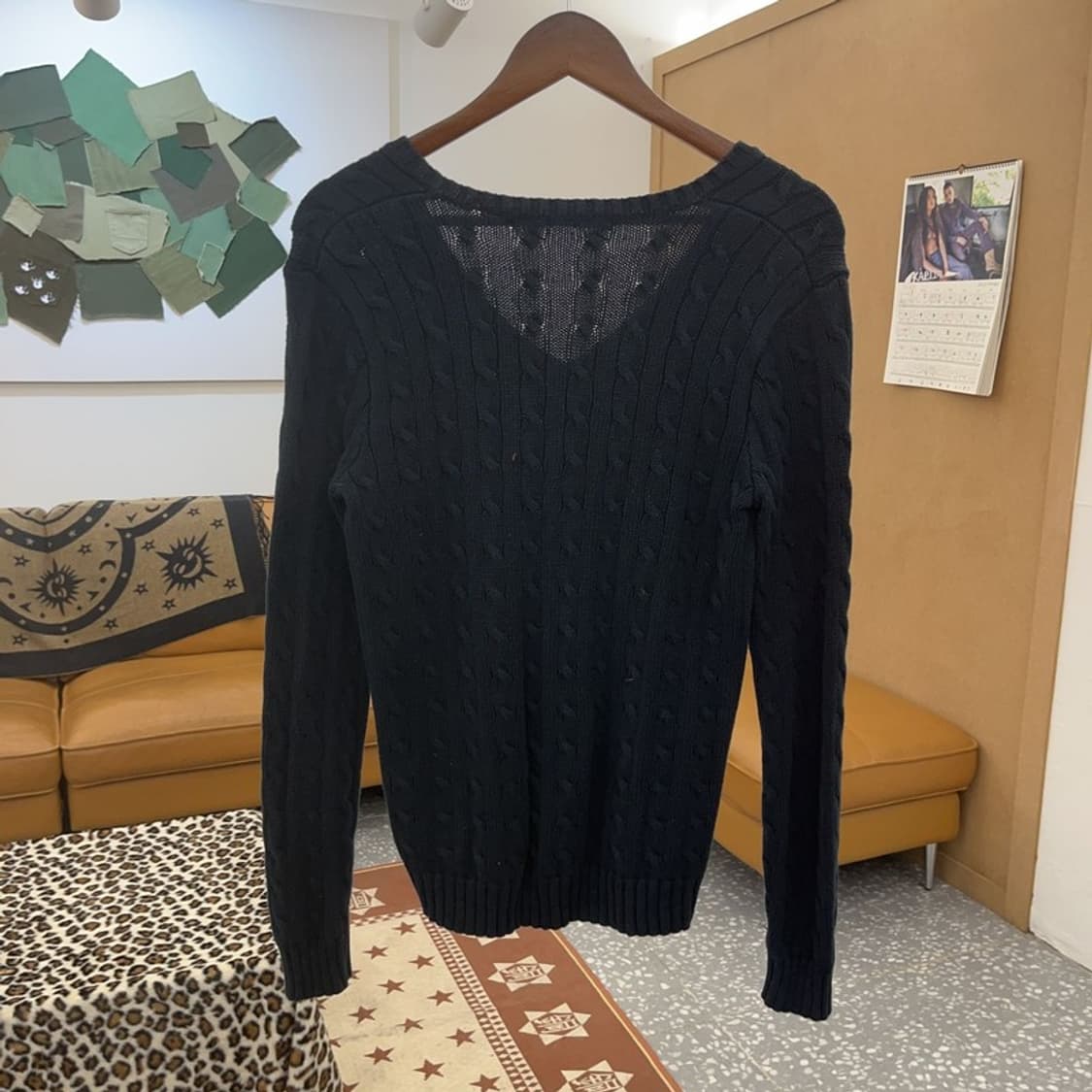 폴로 랄프로렌 빈티지 캐주얼 폭닥 브이넥 꽈배기 니트 S C09671 상품이미지4