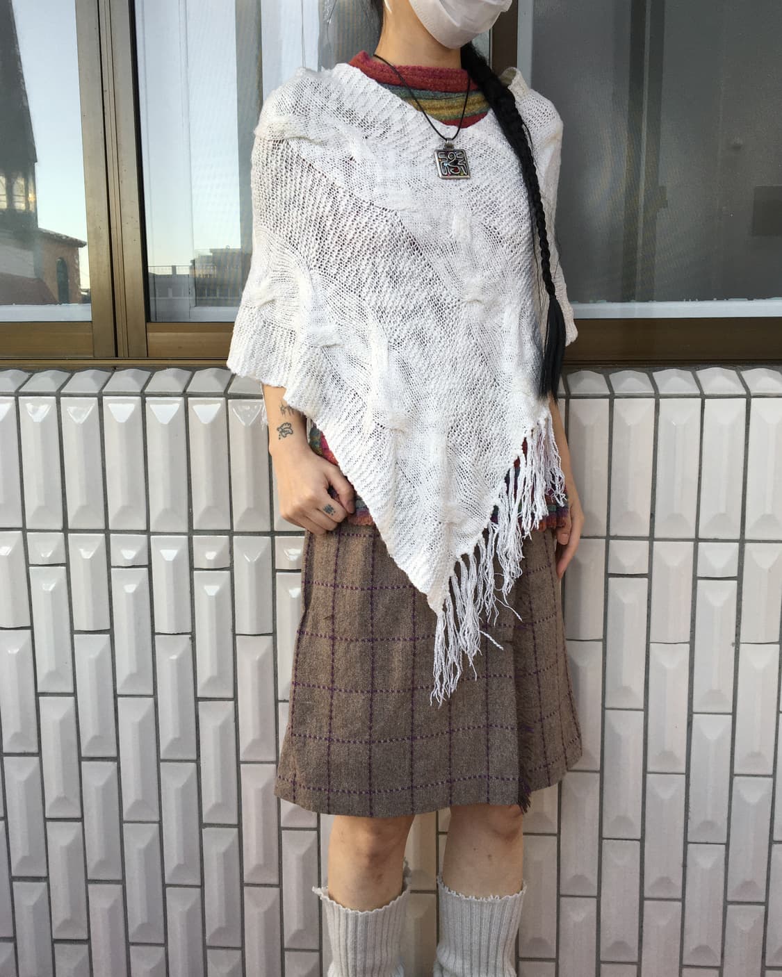 Fringe point knit cape 상품이미지7