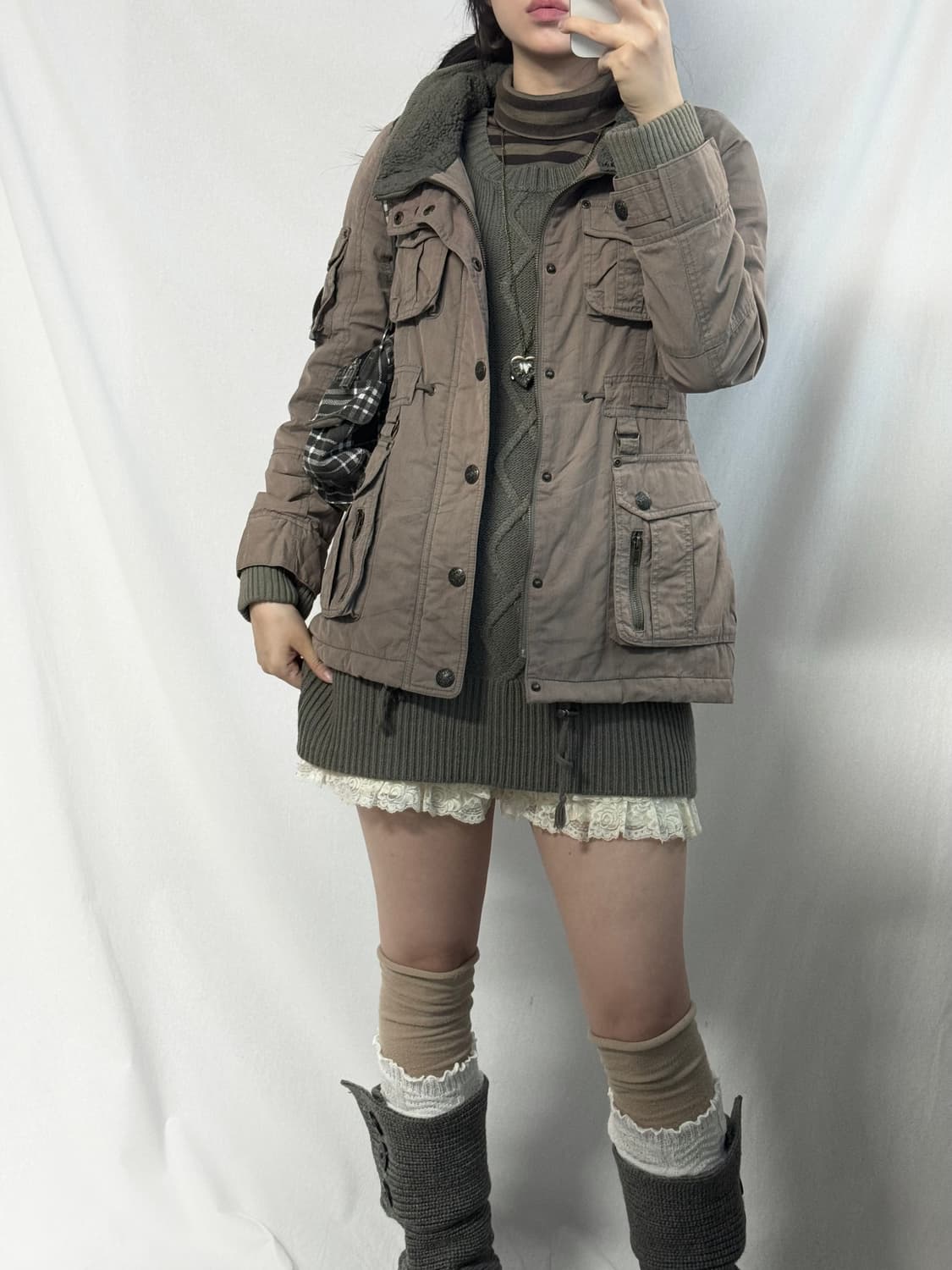 하이 넥 스트링 유틸리티 히든 후디드 자켓 상품이미지4