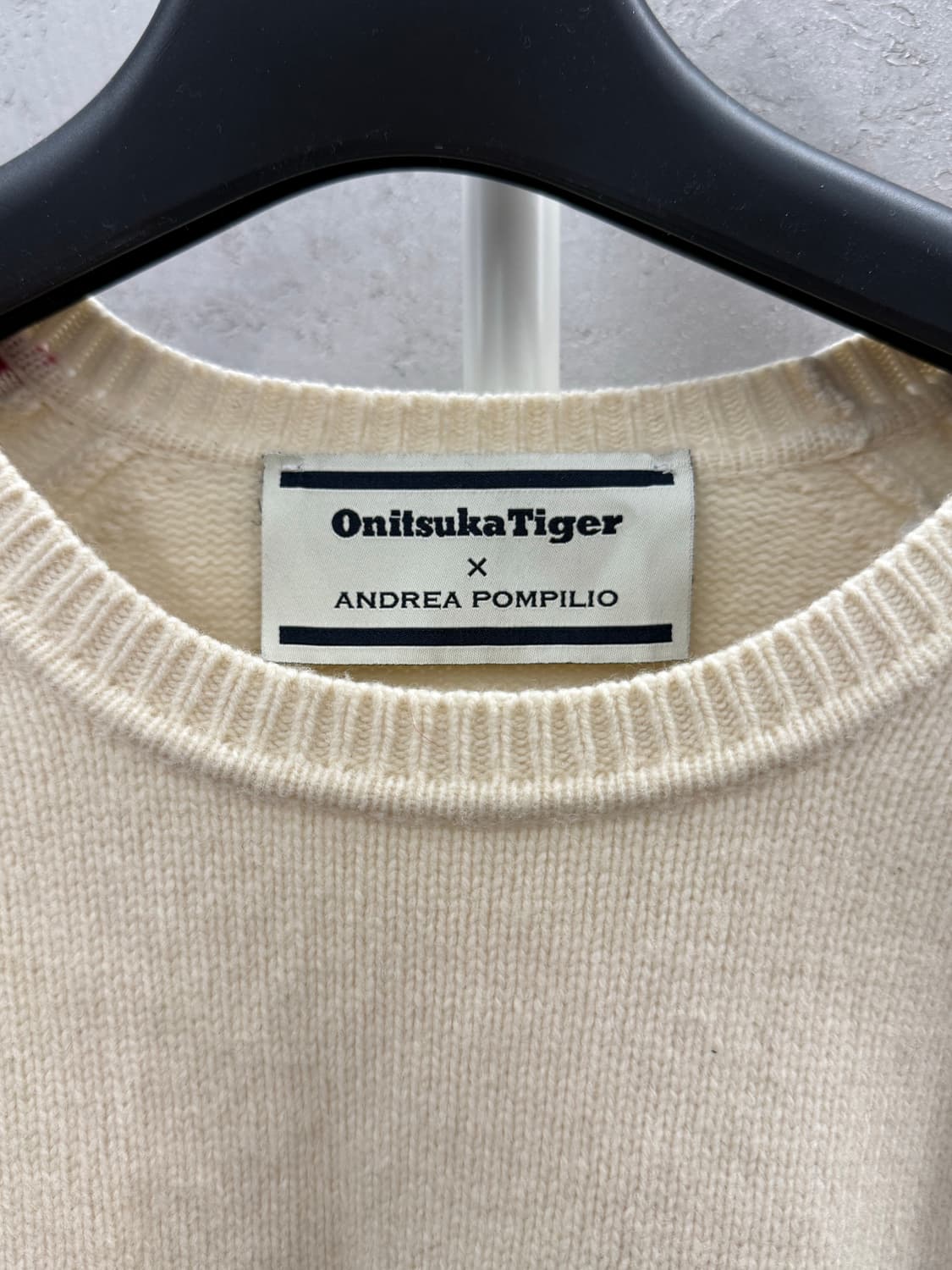 오니츠카타이거 아이보리색 라인 니트 M 상품이미지3