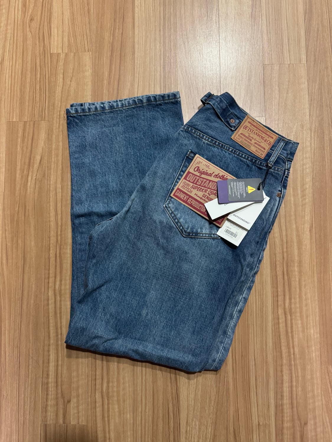 [L]아웃 스탠딩 셀비지 데님 팬츠 연청 상품이미지3