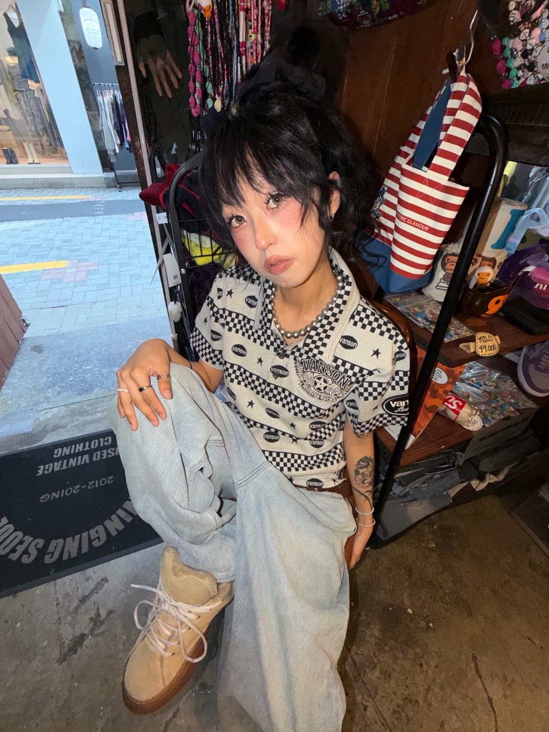 밴슨 자수 스트라이프 대대장 피케 니트 티셔츠  상품이미지2