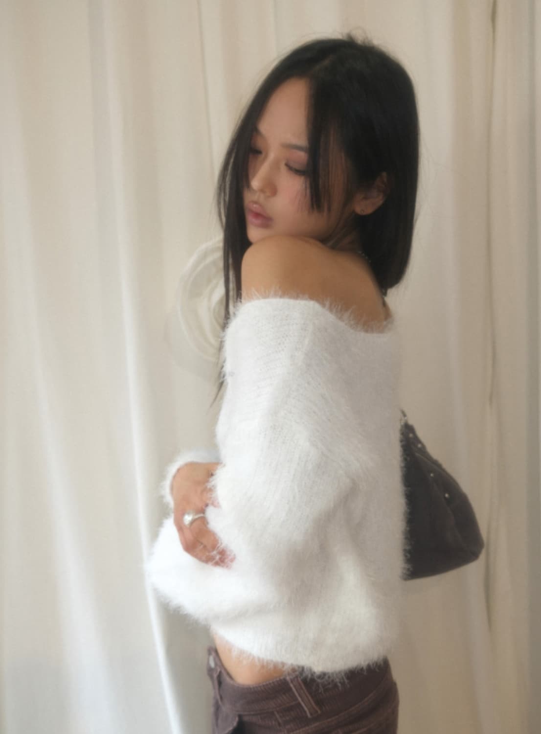 애즈온 merry knit 화이트 앙고라 니트 양도 상품이미지3