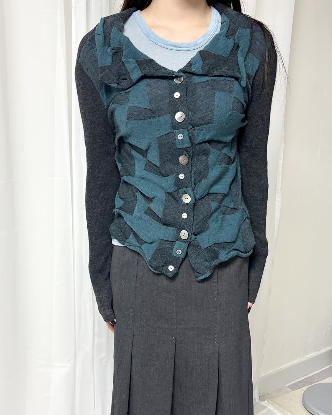 royal ascot 언밸런스 체커보드 버튼업 가디건 상품이미지8