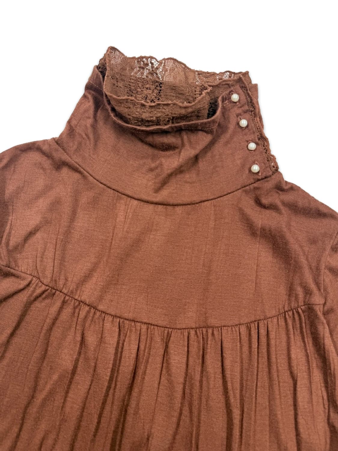 빈티지 오랜지 브라운 레이스 레이어드 긴팔티 상품이미지5