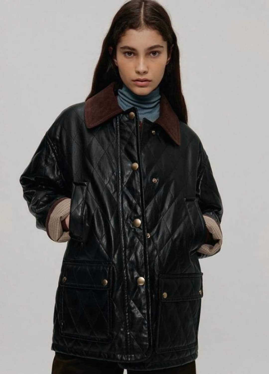 앳코너 차정원 레더 퀄팅 자켓 블랙 상품이미지4