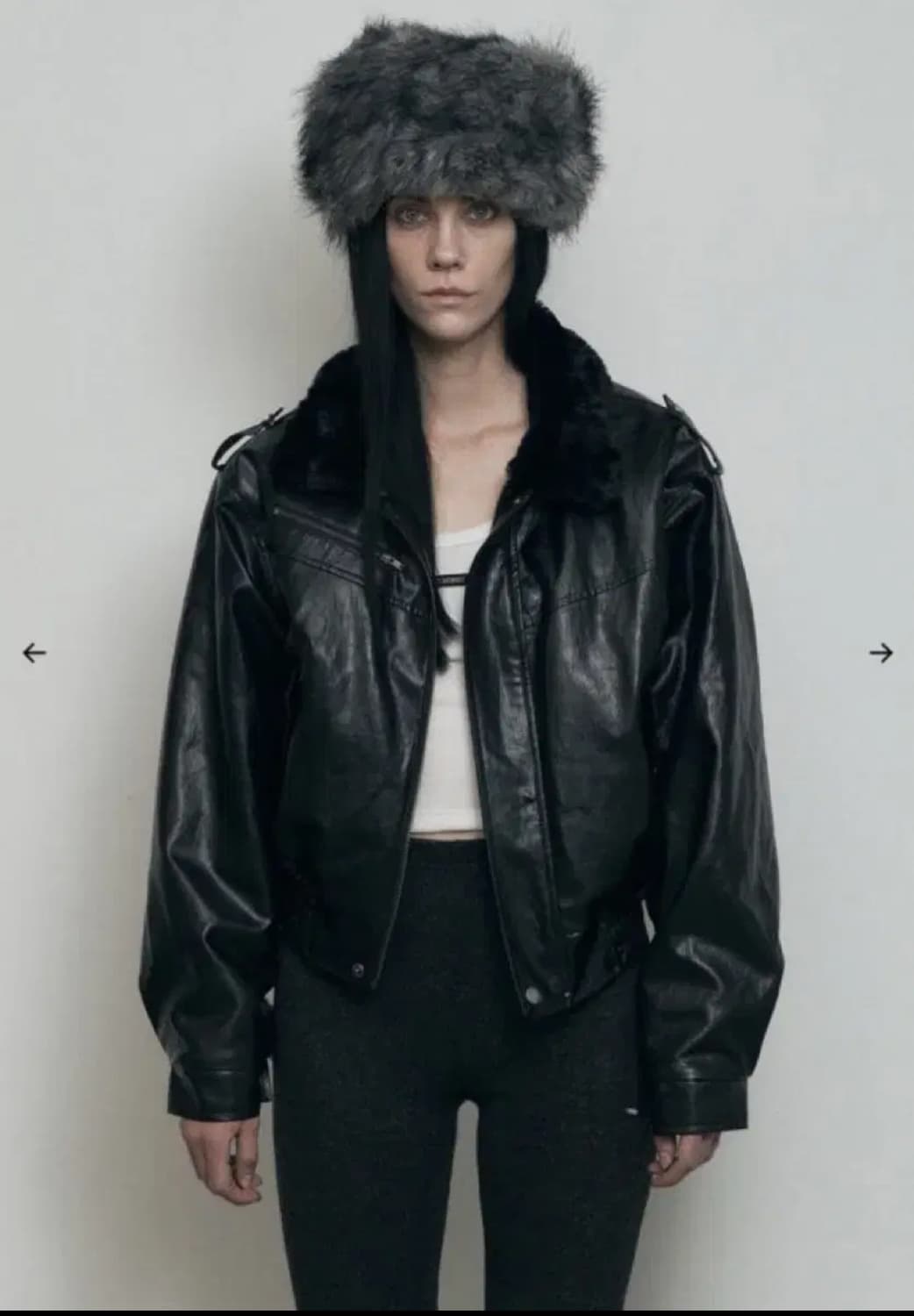 보헤미안서울 레더 퍼 블루종 상품이미지1