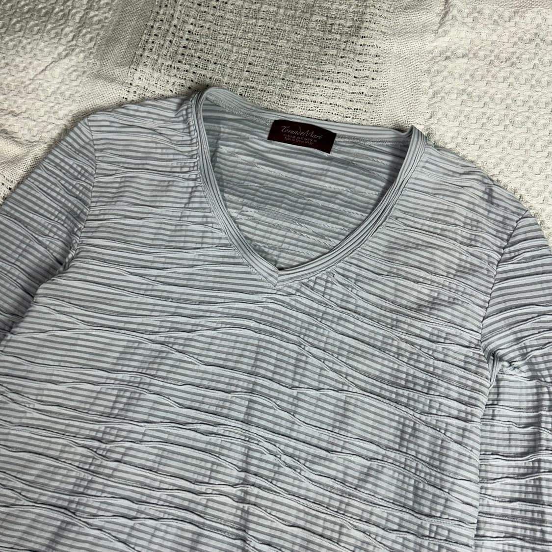 [TORNADO MART] 토네이도마트 셔링 스트라이프 브이넥 롱슬리브 상품이미지2