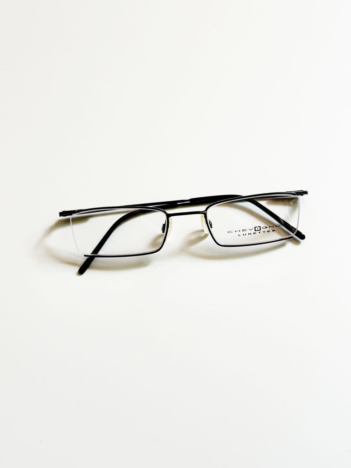 90s CHEVIGNON 블랙 하프림 스퀘어 빈티지 안경 상품이미지1