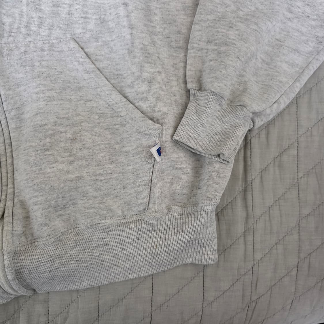 [L] 90s USA 러셀 애슬레틱 후드집업 라이트 그레이 ver.크롭 상품이미지3