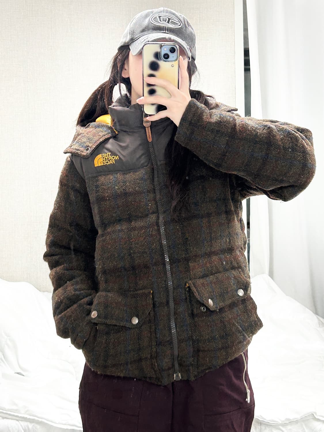 노스페이스 해리스트위드 브라운 체크패딩 상품이미지4