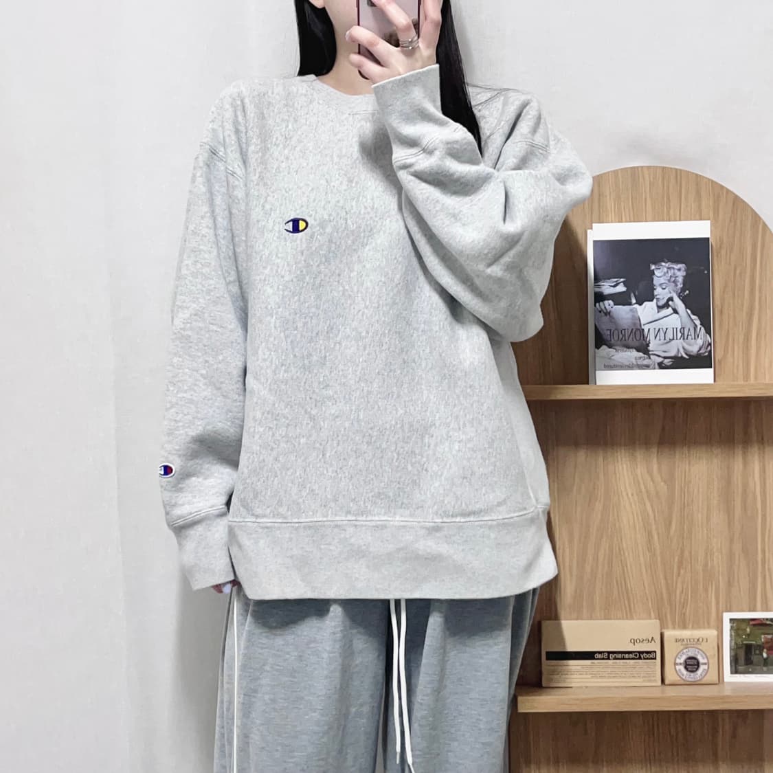 [정품] 챔피온 그레이 투로고 기모 맨투맨 [ XL ] 상품이미지2