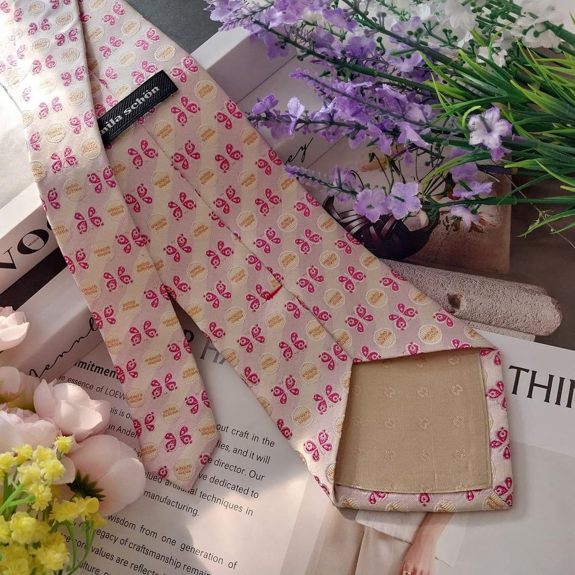 밀라숀 실크 핑크 도트 패턴 넥타이 9.5cm A+등급 K1315
 상품이미지5