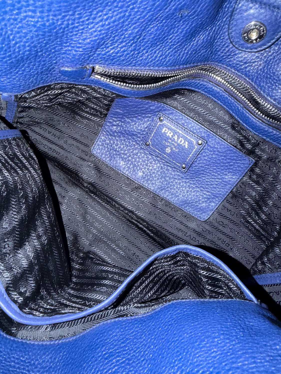 프라다 네이비 레더 토트백 상품이미지3