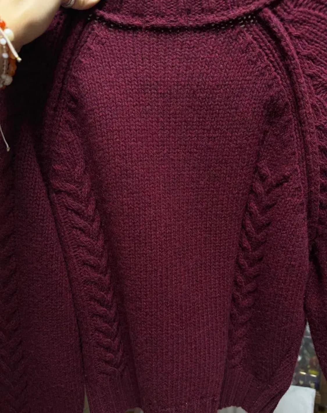 아카이브제이투유 펄 셔틀랜드 가디건 버건디 상품이미지3