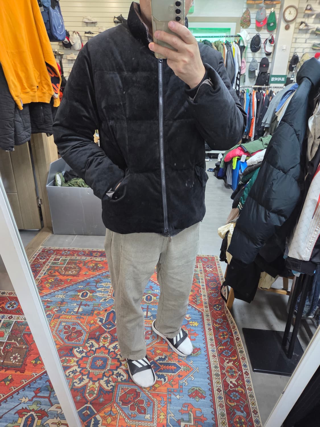 프리즘웍스 구스다운 벨벳 패딩 L 상품이미지8